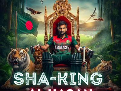 Shakib Al Hasan fanart dramatic poster on his CWC farewell graphic design