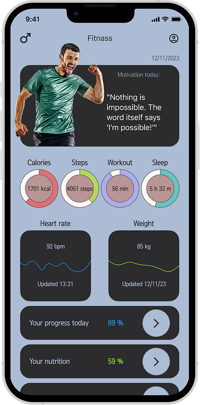 Dashboard for a Health and Fitness App figma fitness helthapp ui uiapp uidesign