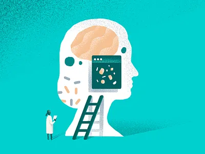 Science Tile brain color doctor hand drawn health healthcare illustration lab ladder medical medicine procreate profile science scientist
