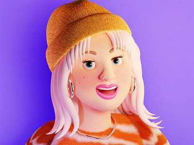 Selfportrait 3d 3d art 3d character 3d design 3d girl 3d hat 3d illustration 3d illustrator 3d modeling 3d portrait 3d pullover 3d woman berlin 3d blender blender 3d character design colorful cute illustration kawaii