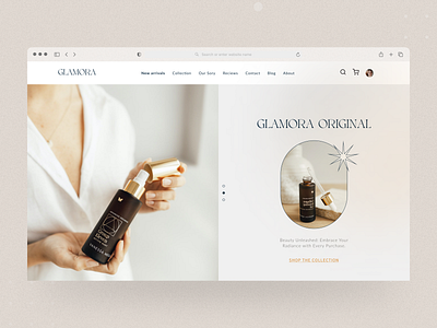 Glamora | E-commerce Landing page beauty dailyui dribble ecommerce graphicdesign header interface landingpage marketing seo ui uidesign uiinspiration uitrends uiux ux web webdesign webdesigner website