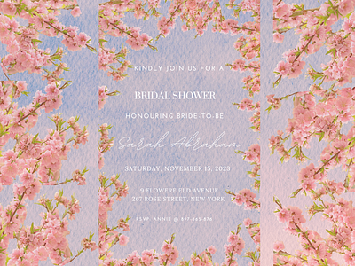 Pink floral themed bridal shower invite graphic design