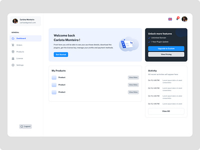 User Dashboard dashboard dashboard ui dashboard ux design minimal product dashboard ui user dashboard user profile ux web design