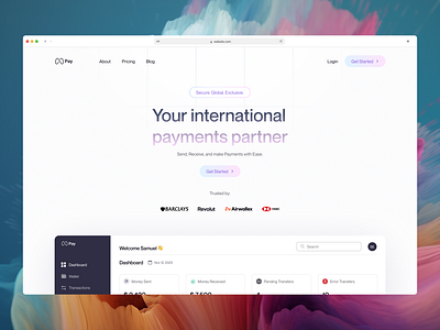 Mpay banking landing page hero section payments landing page ui user interface design web design