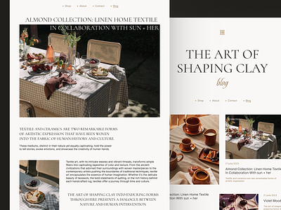 Ceramic website — blog page aestetics article blog ceramic clay design ecommerce grid layout ui ux web web design