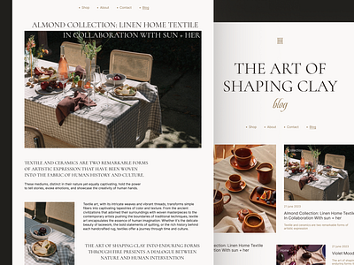 Ceramic website — blog page aestetics article blog ceramic clay design ecommerce grid inspiration layout ui ux web web design