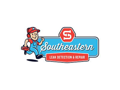 Southeastern Leak Detection Logo Design badge branding design illustration logo logo design mascot typography