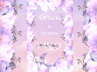 Magical Dreamy themed birthday invite graphic design