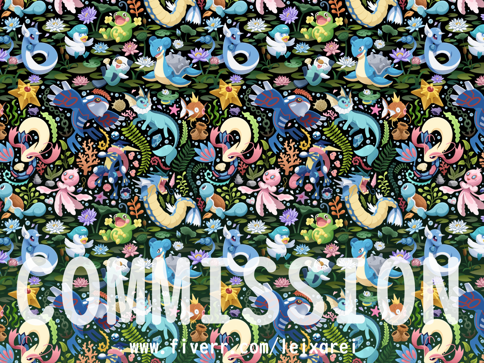 Pokemon Pond + Underwater Scene Seamless Pattern :) by Leixa Rei on ...