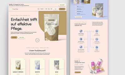 PureGlow cosmetic product website branding cosmetic figma product ui webdesign webflow website