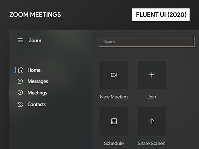 Zoom Meetings (Fluent UI : Windows 10) fluentui microsoftdesign redesign ui uiredesign zoom zoommeetings