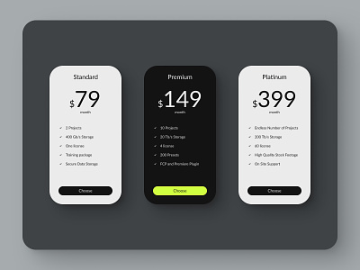 Pricing androidapp branding button cards checkmark dailyui dailyui030 dark dashboard graphic design ios apps lightmode list mobile app pricing pricing method user interface