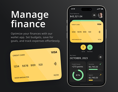 Financial Wallet Mobile App app bank clean dark theme design finance manage finance minimal mobile app mobile design money ui ui design ux ux design wallet