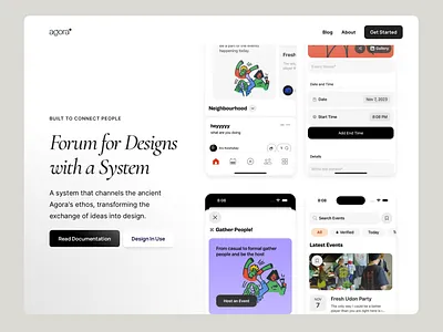 Agora - Landing Page app branding clean daily ui design design system design systems illustration interface product design ui ui design ux ux design