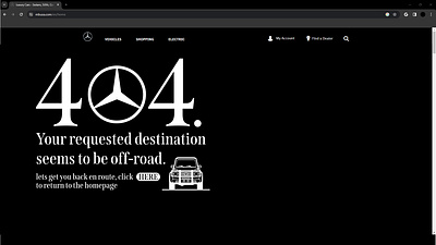 404 page - Mercedes Benz branding graphic design logo ui