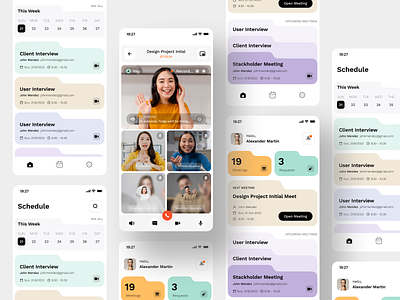 MeetHub - Meeting Schedule App app collaboration design meeting meeting schedule mobile mobile app planer planning productivity schedule task time management ui uidesign uiux ux uxdesign video call