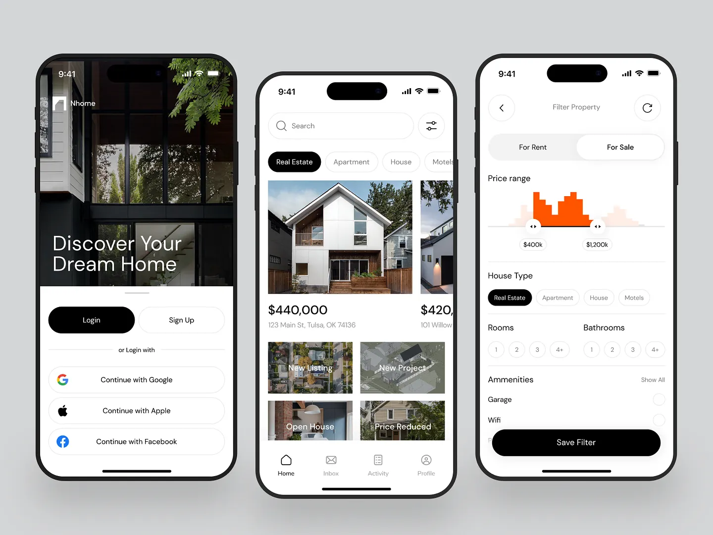 Modern Listing Website Design for Real Estate Apps