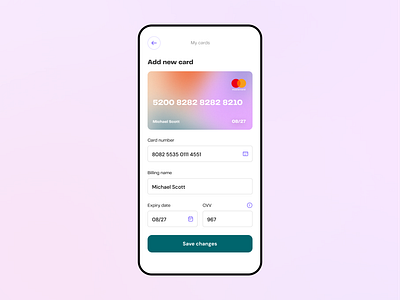 Add New Card app card checkout dailyui design graphic design mobile mobile app ui user interface ux wallet