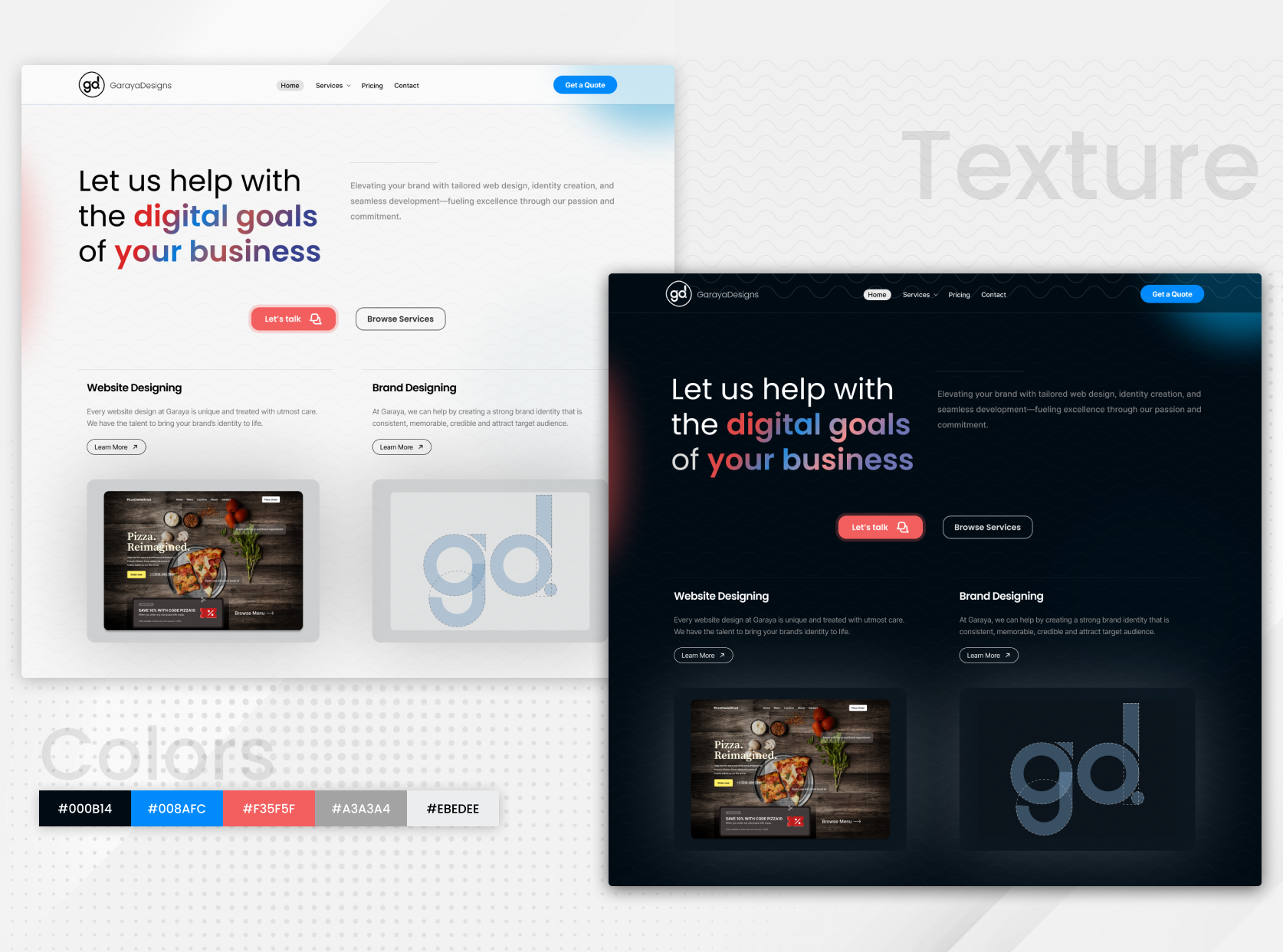Web Design for GarayaDesigns Studio design hero section ui