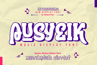 Ausyeik - Display Font beauty bold concert display entertainment event festival font headline music party playful pop song special