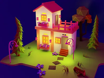 3D House-3D Low-poly 3d 3dart 3dblender 3ddesign 3dhouse 3dillustration 3dlow 3dlowpoly 3dmodel 3drender 3drendering design lowpoly lowpolyhouse lowpolystyle modeling modeling3d render render3d rendering