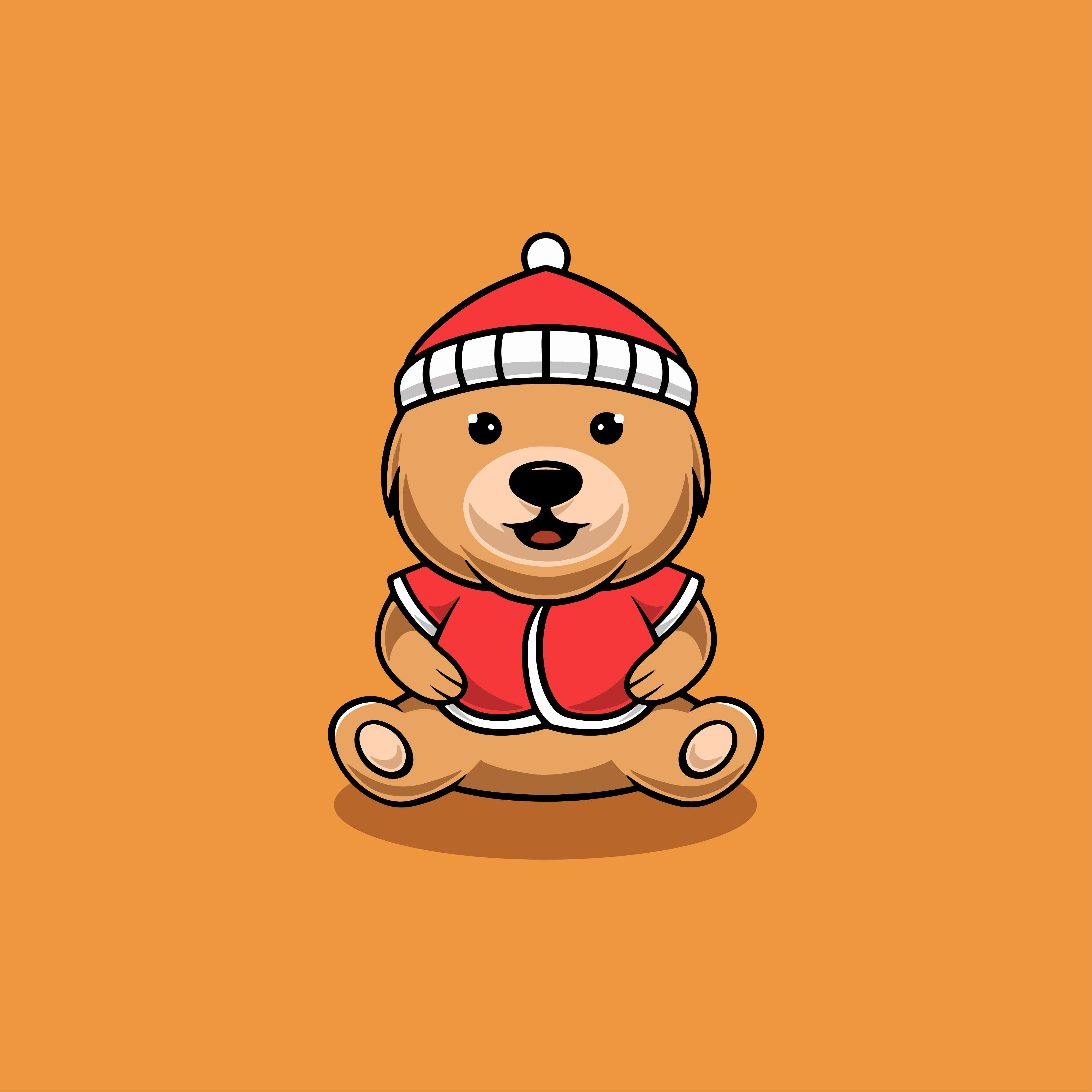 Cute bear with christmas costume cartoon illustration adorable