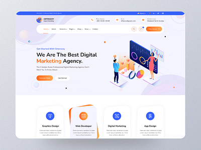 Ortencey - Digital Marketing Agency Landing Page agency agency landing page branding business business agency corporate design design illustration landing page ui uiux ux web web design website design