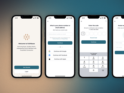 Faithbase Onboarding app bible church ios ministers onboarding pastor phone social ui ux