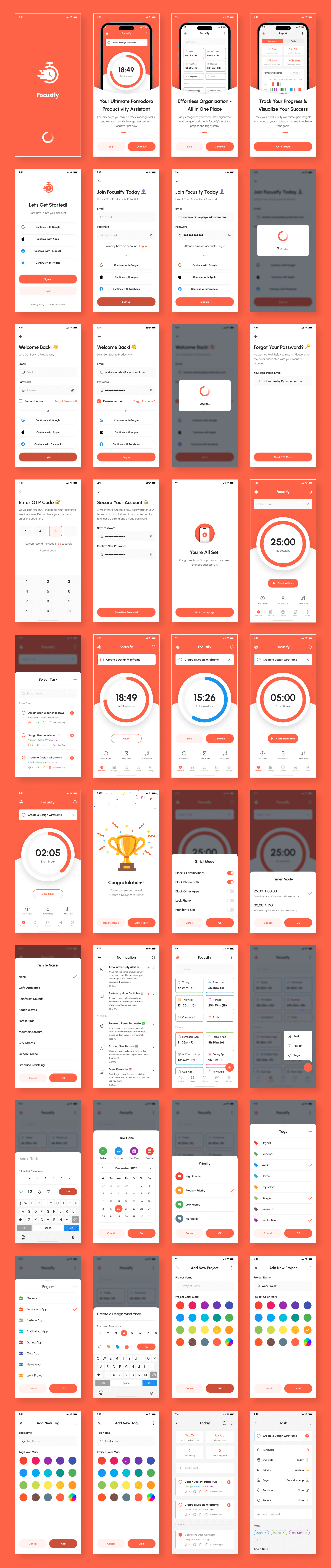 Example of Pomodoro And Task Management App UI Kit