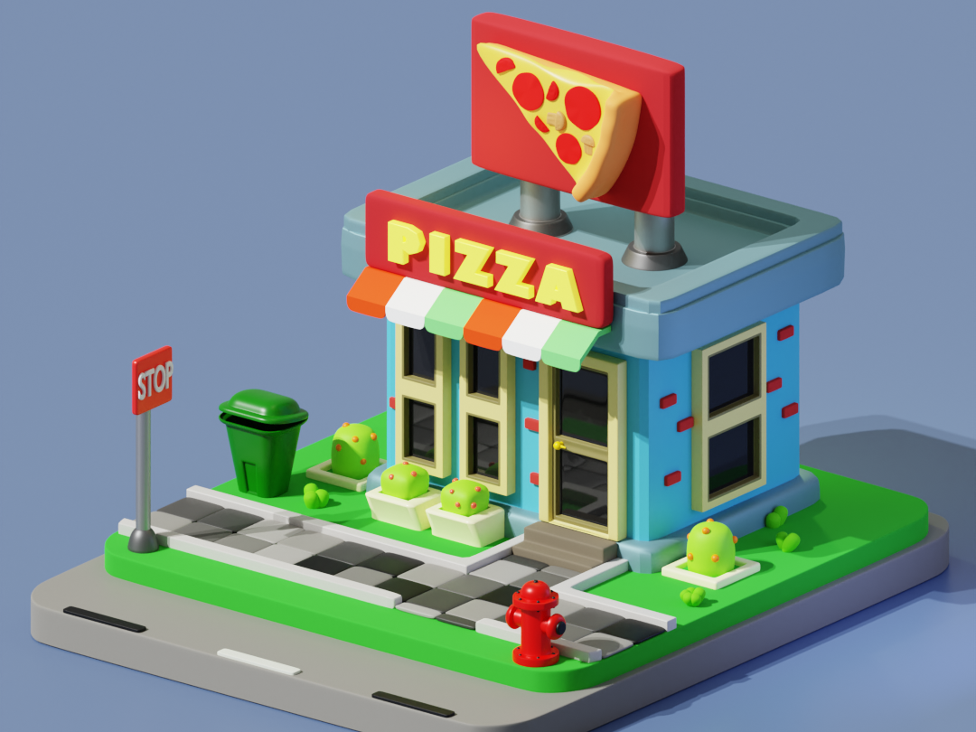 3d Isometric Pizza Shop by Davin sandi on Dribbble