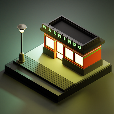 Isometric Warmindo Shop 3d 3dart 3dillustration isometric place