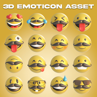 3D EMOTICON ASSET 3d branding design emoticon graphic design icon illustration logo typography ui ux vector