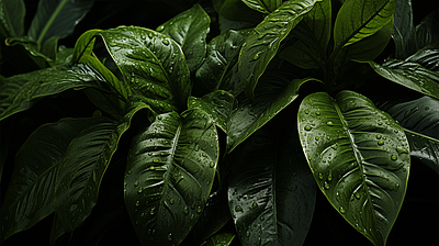 [Material]Tropical_Plant_Leaf_Dewdrop_KB95 -21P background design dewdrop free material plant tropical