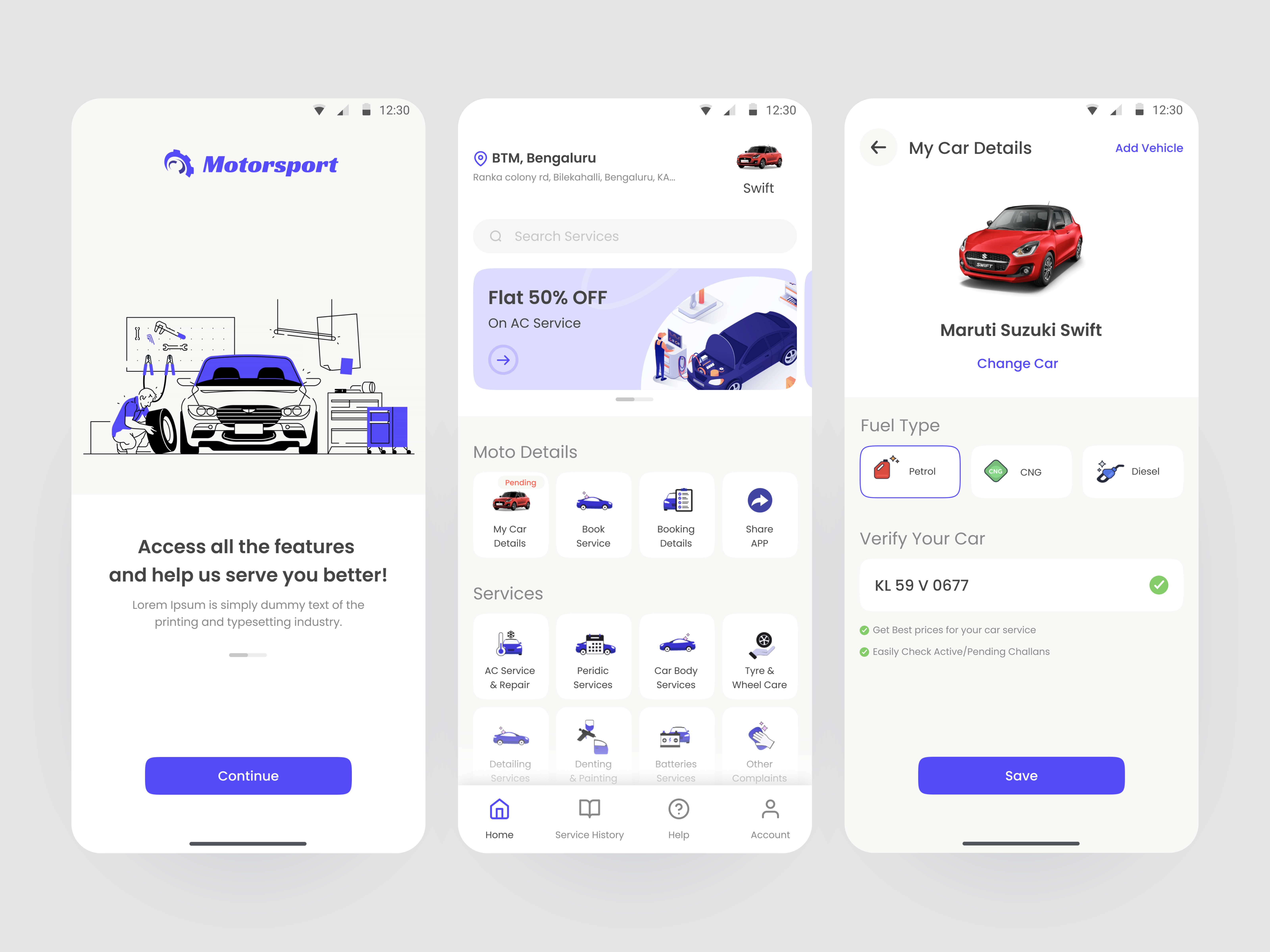Online vehicle service booking by Arjun Unni on Dribbble