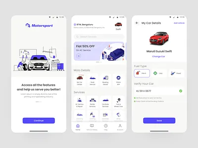 Online vehicle service booking app car design interface new service trending ui uiux ux vehicle