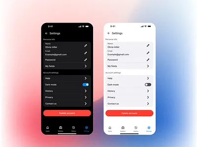 Settings darkmode lightmode settings ui