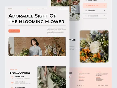 Flower landing page branding case study design devlita flower home interface landing page orange ui ux