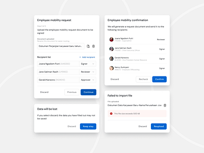 Component Exploration: Document Upload Modals blue clean component design design system grey ui ux web