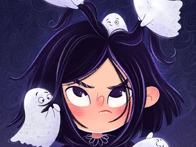The little witch cartoon character children illustrator digital digital illustration drawing ghost girl halloween hand drawn illustration illustrator kids mascot packaging poster print purple texture witch
