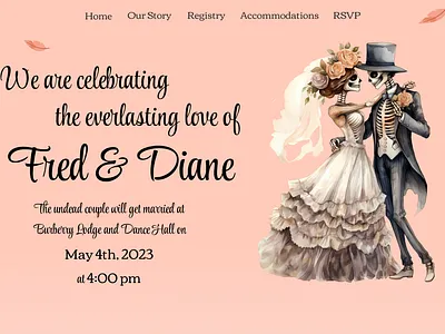 Undead Wedding Landing Page bones coral countdown creepy day of the dead design design challenge entry level event website landing page rsvp skeleton skull tattoo style ui undead couple ux vintage web design wedding