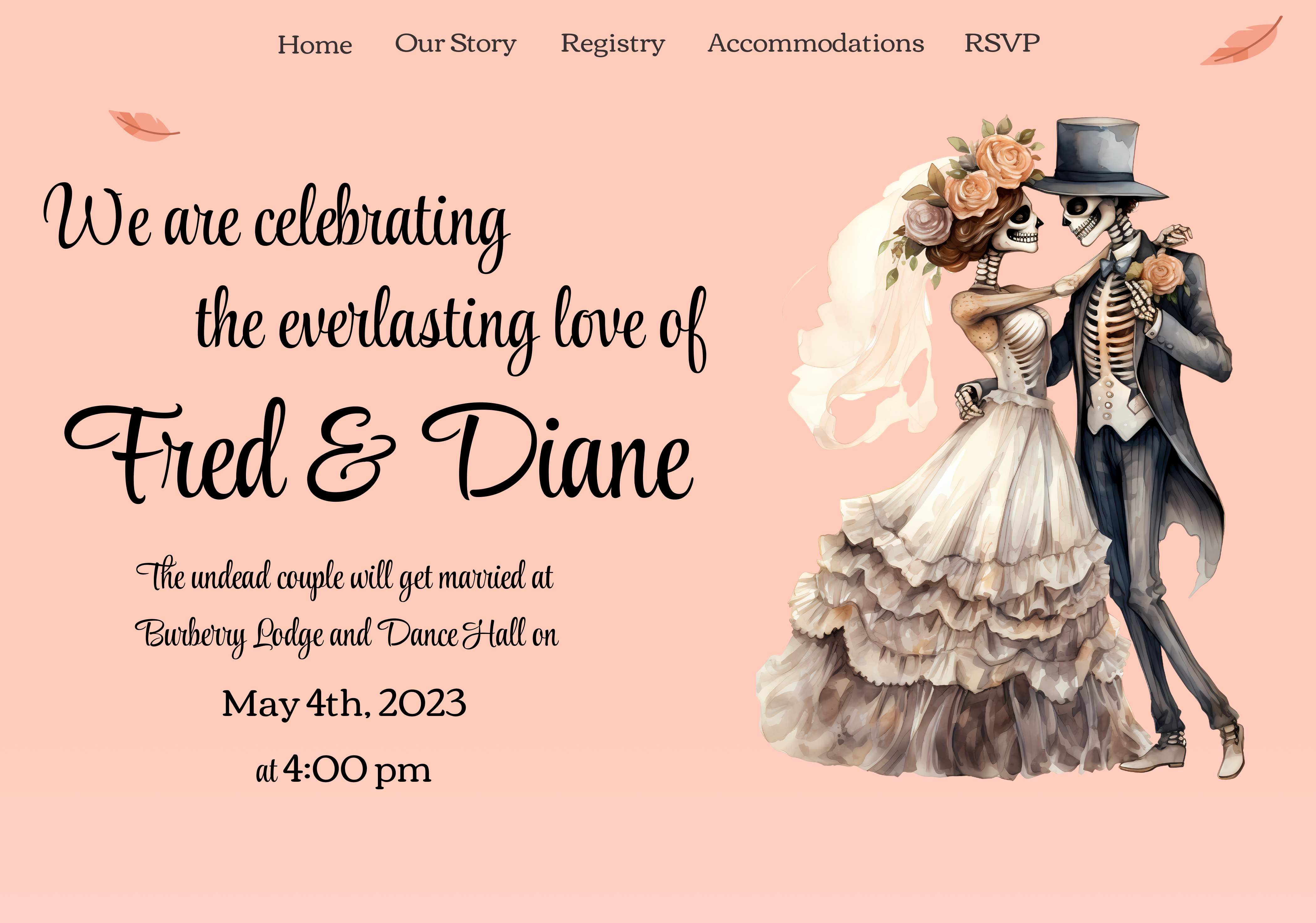 Example of Undead Wedding Landing Page