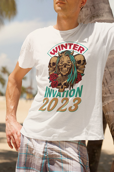 Winter skull t shirt design how to center t shirt design