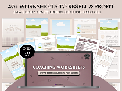 40+ Coaching Worksheets to Resell and Profit 3d branding graphic design logo