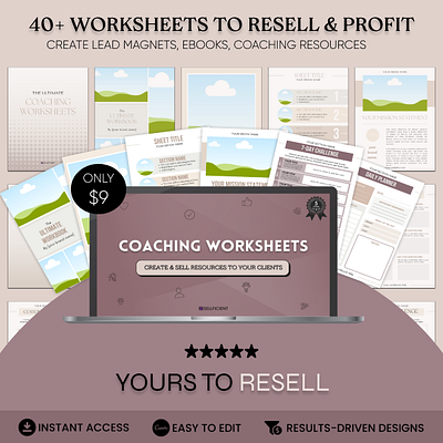 40+ Coaching Worksheets to Resell and Profit 3d branding graphic design logo