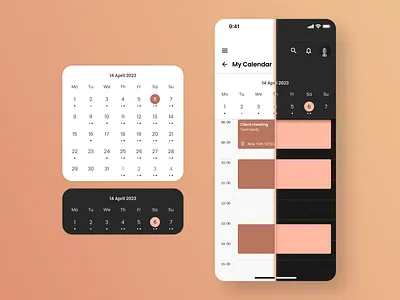 Simple calendar schedule calendar component dark mode date light mode minimal mobile month organiser schedule task week