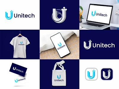 Unitech logo | Letter U + Tech logo brand identity branding business logo logo logo design minimal minimalist logo modern logo startup logo tech tech logo technology u logo u modern logo u tech logo