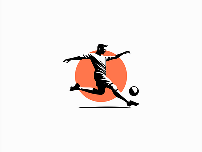 Football Player Logo athlete ball branding design details dynamic emblem football icon identity illustration logo mark modern negative space player soccer sports symbol vector