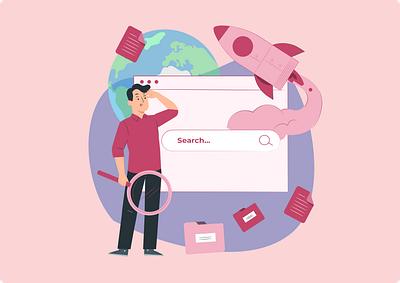 Illustration for search page graphic design