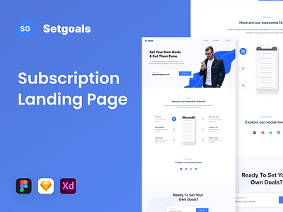 Setgoals - Subscription Landing Page landing page saas subscription template ui ux web design web template website website template