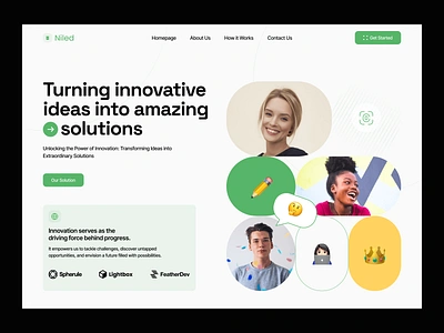 Innovational landing page clean design hero section homepage illustration landing landing page landing page design light product landing page product page promo landing page saas startup landing startup website ui ux visual identity web design website design